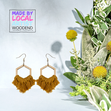 Macramé Earrings - Hexagon - Unicorn Fart Productions